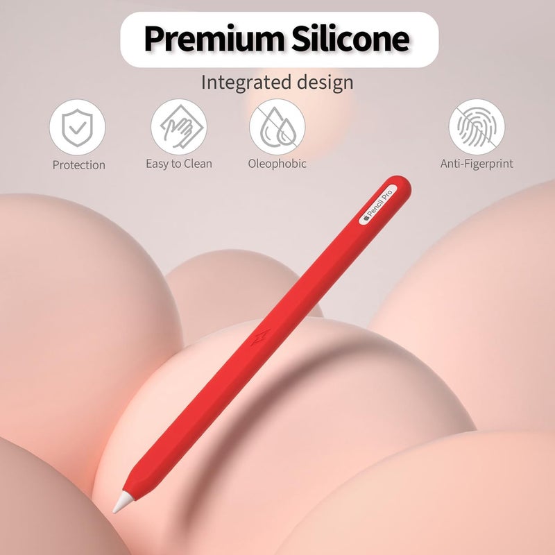 AKSHFETH Ultra Thin Protective Pencil Cover for Apple Pencil Pro &Apple Pencil 2nd Gen Silicone Case Sleeve Compatible with Apple Pencil Pro (red) - Image 2